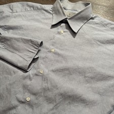 Ermenegildo Zegna Shirt Mens 16 41 S Blue Cotton Micro Plaid French Cuff Italy