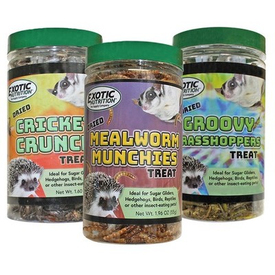 Exotic Nutrition Dried Insect 3 Pack - Crickets, Grasshoppers, Mealworms