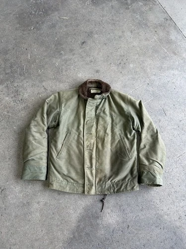 Vintage 1940s WW2 USN N-1 Deck Jacket Alpaca Distressed US Navy Military 40s