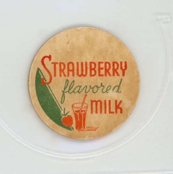 Milk Bottle Cap Insert - generic - STRAWBERRY - flavored - MILK - 1  1/16" diam.