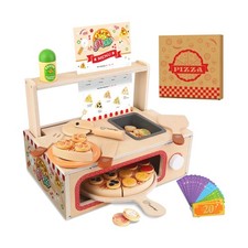 Wooden Pizza Toy Set for Kids, 68PCS Montessori Pretend Play Food T... Fast Ship