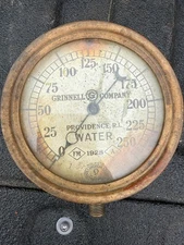 1928 Grinnell Brass Fire Sprinkler Gauge Industrial Water Pressure 0–250 PSI