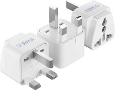 UK, Hong Kong, Ireland, UAE Travel Plug Adapter Type G - 3 Pack Grounded Un