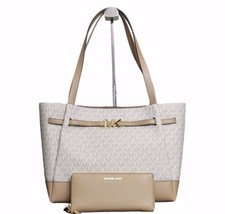 MICHAEL KORS REED LARGE BELTED TOTE SHOULDER BAG + WALLET BUNDLE SET NWT
