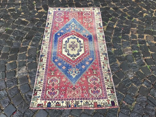 Bohemian Rug, Handgefertigter Teppich Türkischer Vorleger Vintage Rug Oushak Rug 5,4 x 2,9 ft - Bild 5 von 10