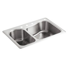 Kohler 3361-4-NA Staccato Kitchen Sink 33 in. 4-Hole Stainless Steel Drop-In