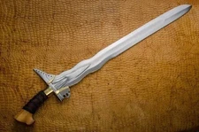 Custom Handmade Carbon Steel Moro Kris Philippines Sword With Leather Sheath