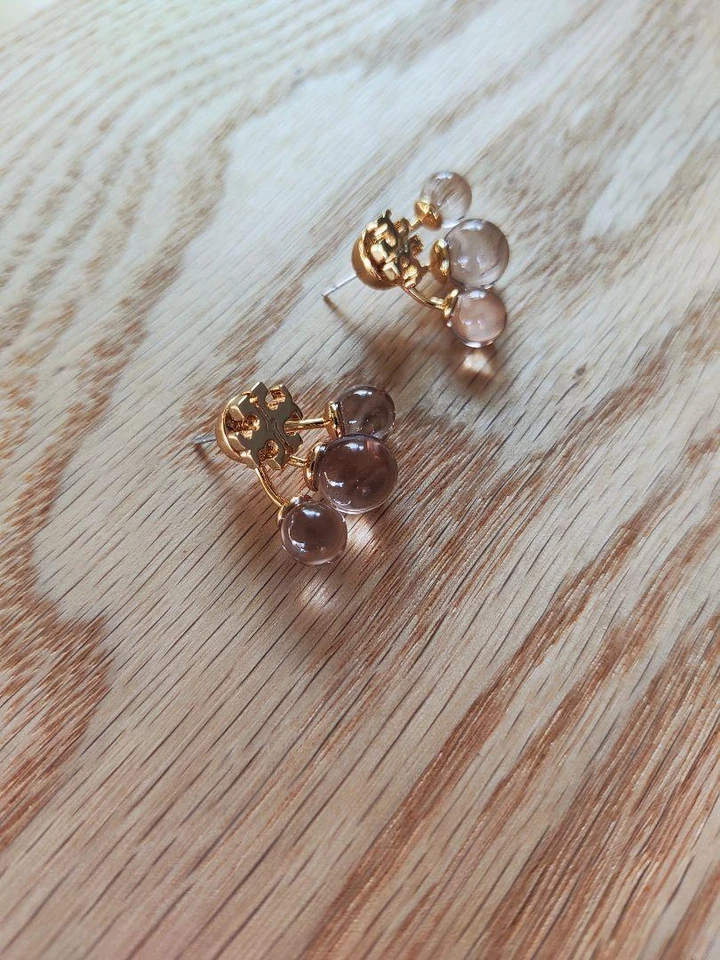 Женские серьги Tory Burch из смолы спереди сзади ограниченный выпуск редкие редкие двойные T Lo - Изображение 2 из 4