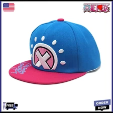 Tony Chopper One Piece Inspired Hat Baseball Cap Luffy Snapback Flat Bill Luffy