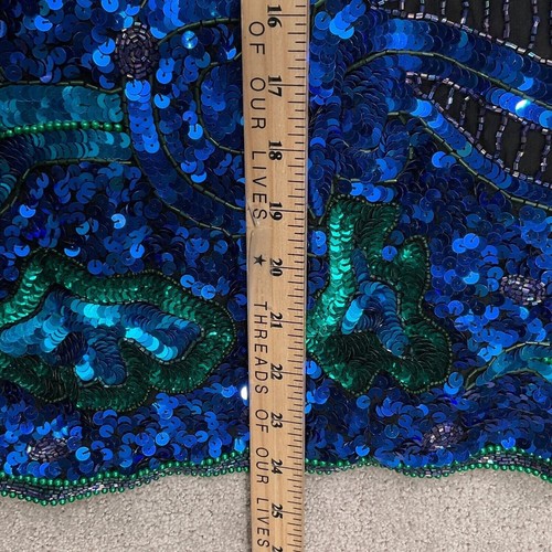 Laurence Kazar NY Jacket Women L Blue Green All Over Embellish Formal Party - Picture 8 of 9