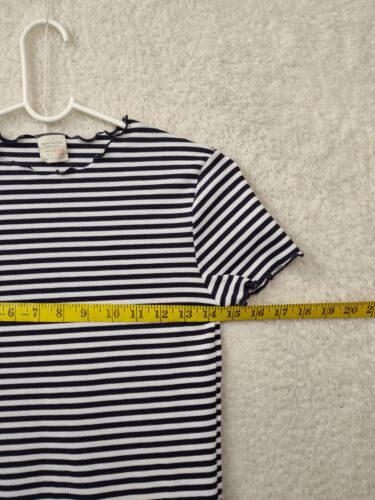 Zara Girls Women Top 11/12 Bue Striped Poly Blend Short Sleeve Regular Fit Shirt - Picture 9 of 17