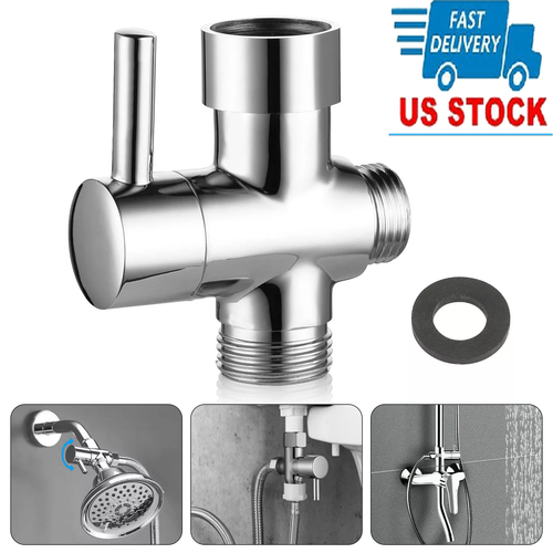 3 Way T Adapter Brass for Shower Head Switch Outlet Diverter Valve Splitter 1/2"