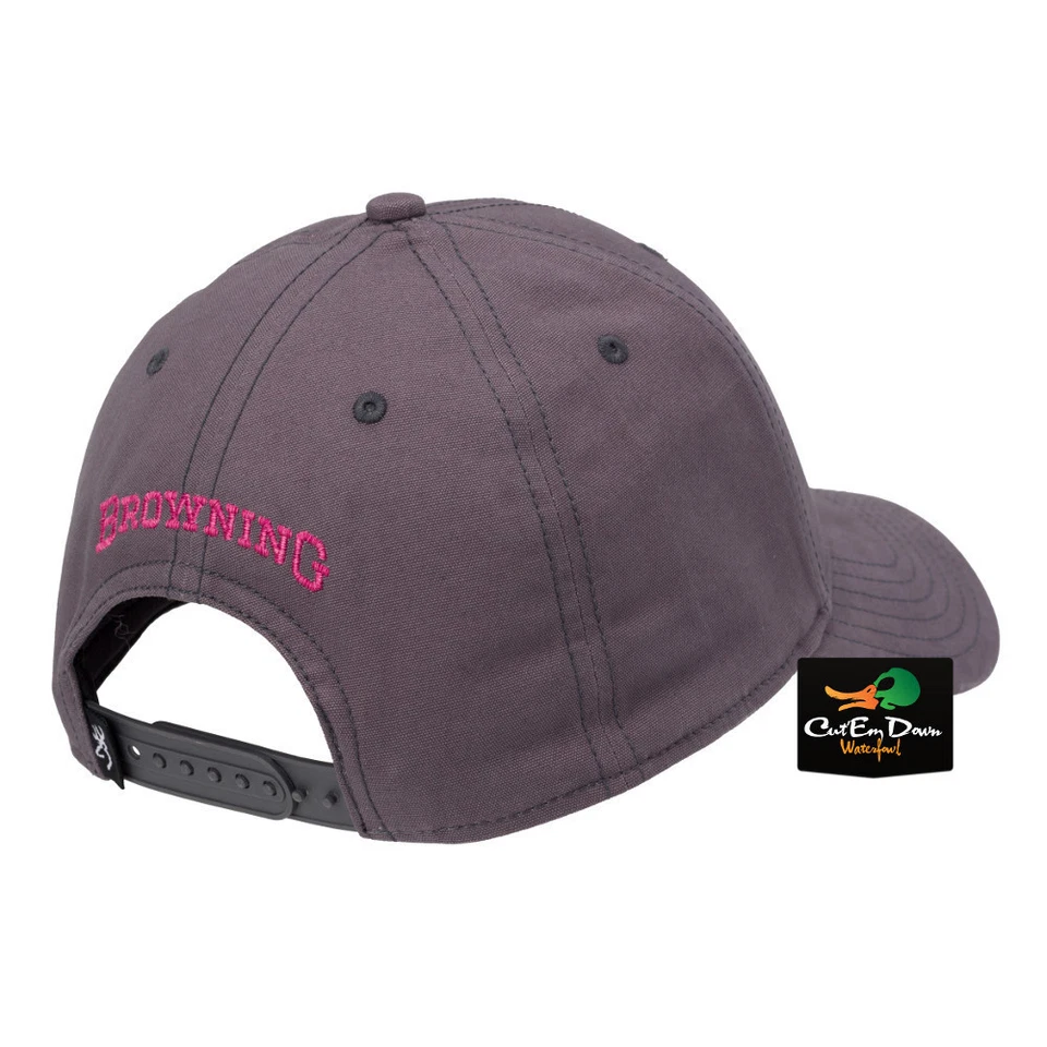 NEW BROWNING WOMENS AMBER CAP CHARCOAL PINK ADJUSTABLE HAT BUCKMARK LOGO - Image 2 of 2