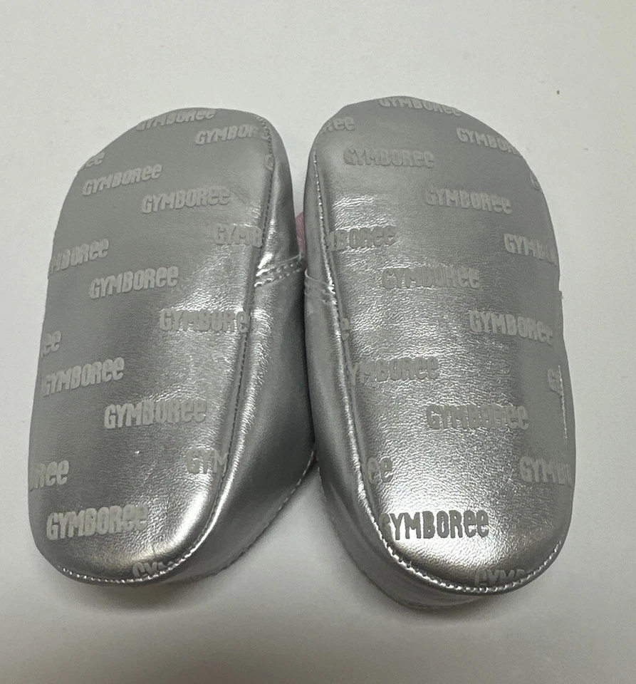 Gymboree Hoot And Hop Baby Girl Silver And Pink Bow Crib Shoes Infant Size 4 - Image 3 of 3