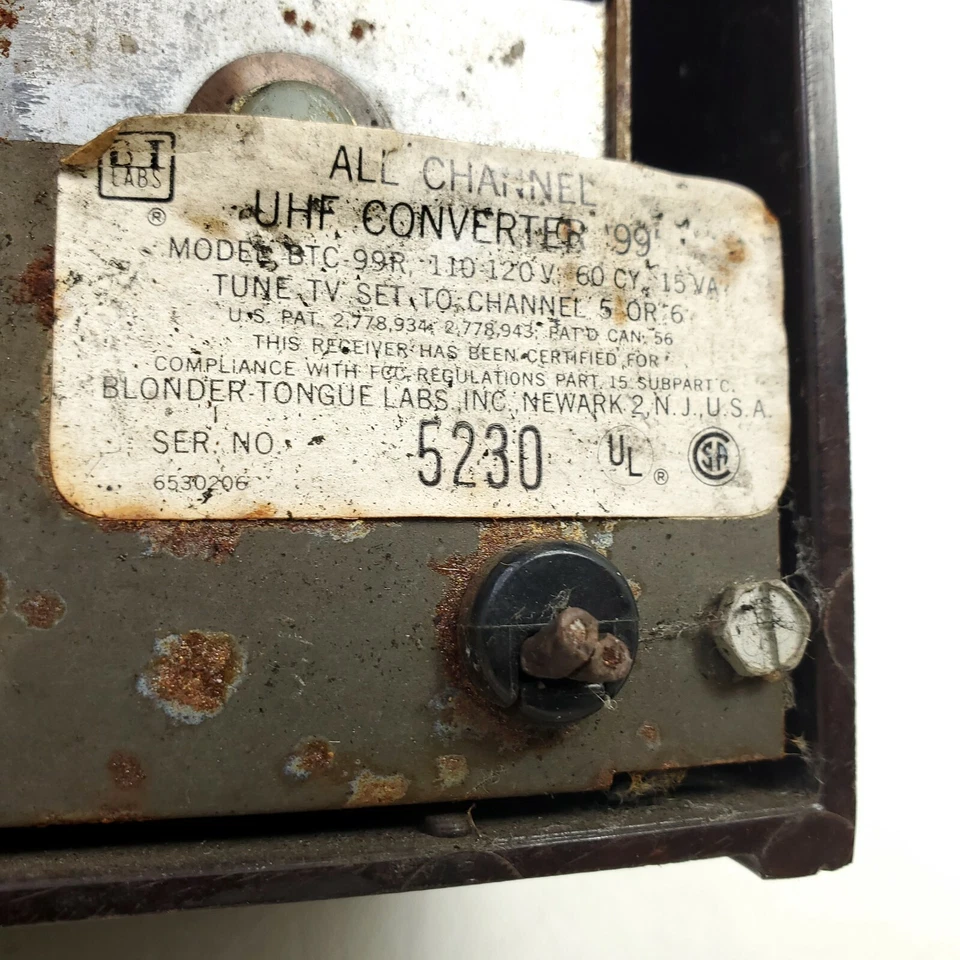 Blonder Tongue BTC-99R Channel UHF Converter Ultraverter Bakelite UNTESTED As-Is - Image 3 of 4