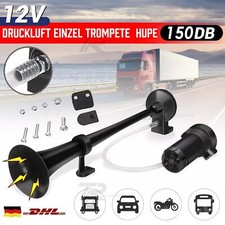 150DB 12V Fanfare Hupe Druckluft Horn Nebelhorn schwarz mit Kompressor PKW LKW