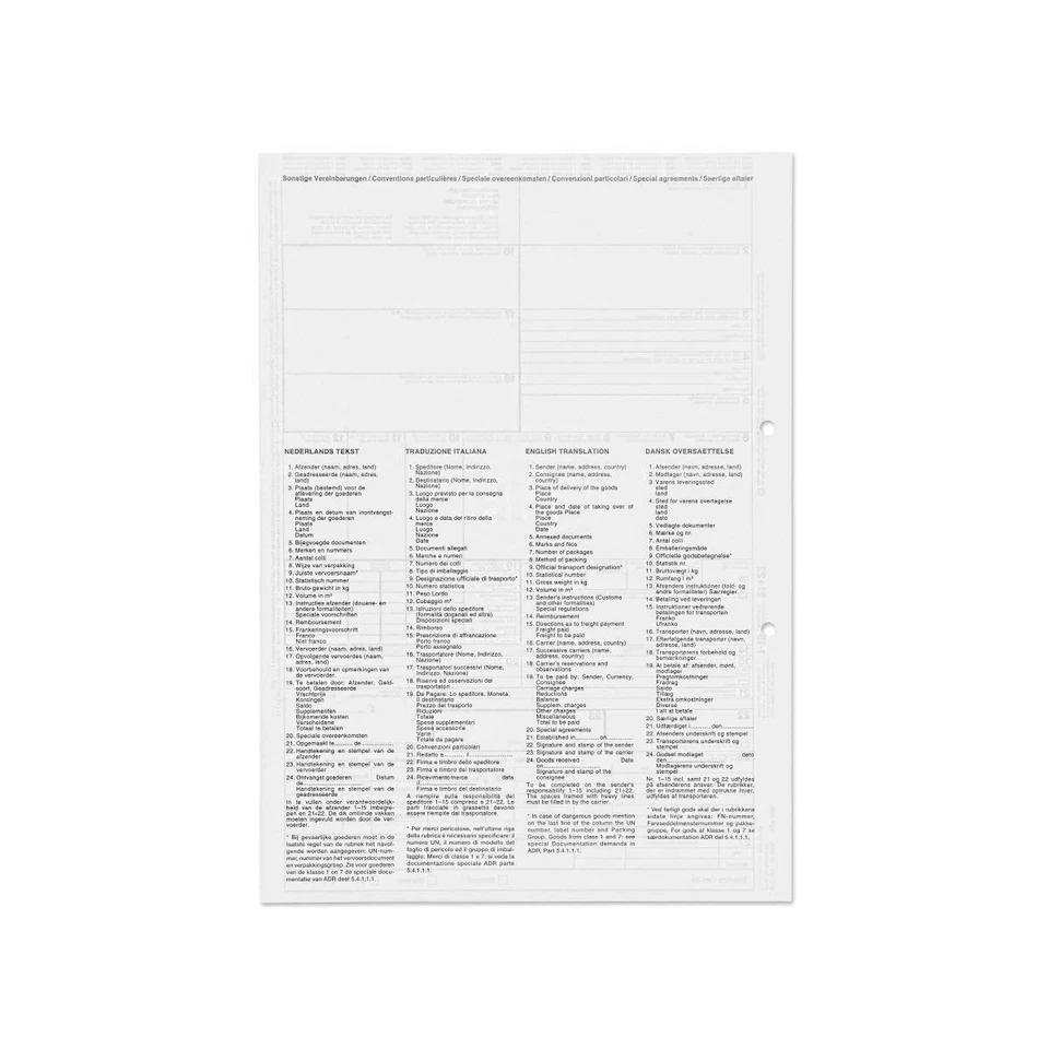 Cartas de porte CMR x 500 uds., internacional, autoproclamables, Art.Nr 280701 - Imagen 3 de 4