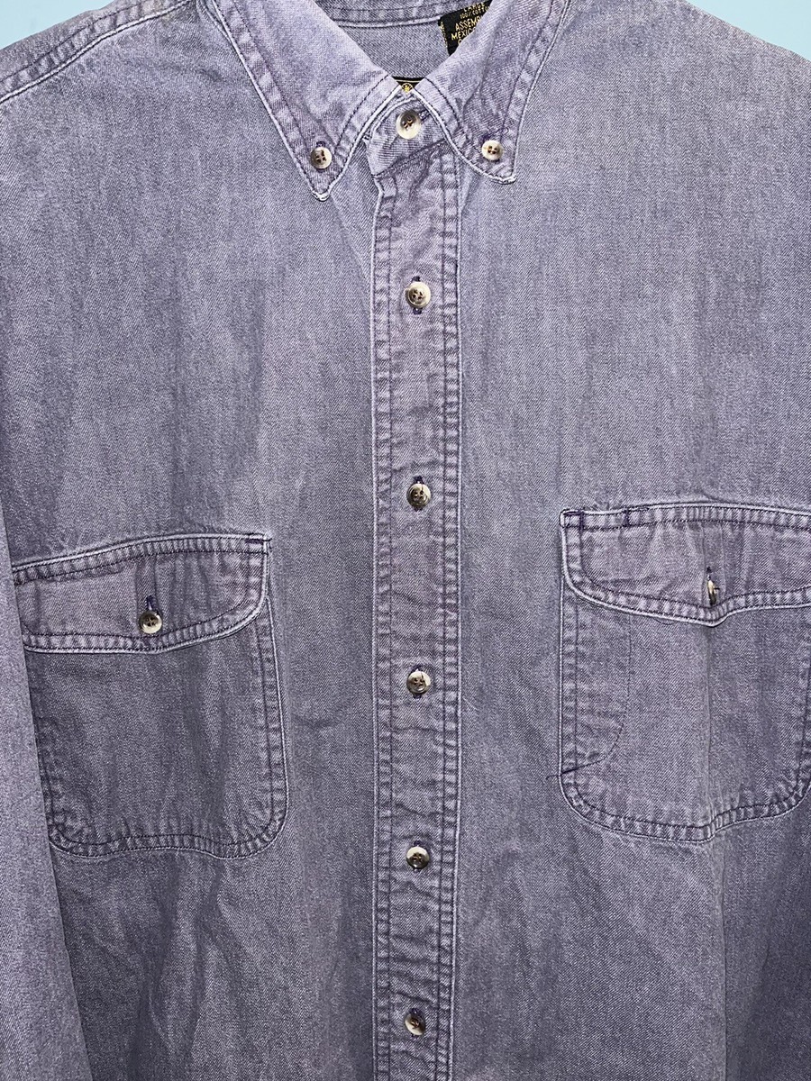 Vtg 90s EDDIE BAUER Denim Shirt L/S Button Up 2 Pocket Vtg 90s EDDIE BAUER Denim Shirt L/S Button Up 2 Pocket