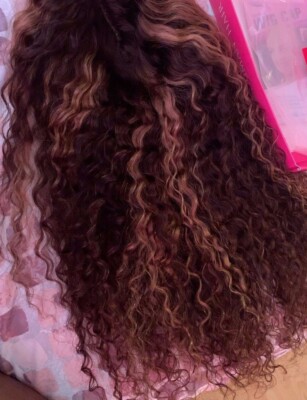 Amaya Deep Wave Blond 27 Highlight Ombre Afro Kinky Curly 100% Echthaar Perücke