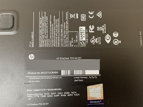 HP EliteDesk 705 G4 SFF AMD Pro A10-9700R7 16GB RAM 500GB HDD Win 10 Pro Desktop - Afbeelding 7 van 8
