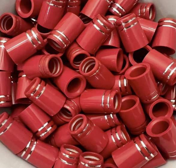 Ferrules Red W/ Double Silver Ring 0.75" - .355 .370