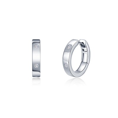 *BRAND NEW* Sterling Silver Platinum-Bonded Invisible Set Huggie Hoop  Earrings