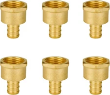 6-Pack 1/2" PEX to 1/2" Female NPT Brass Fittings, UPC Certified