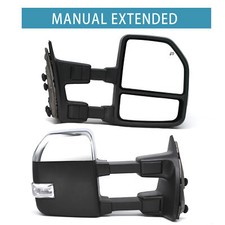 Pair Towing Mirrors Manual Folding Fits 1999-2012 Ford F-250 F-500 Chrome