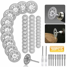 50 PCS Diamond Cutting Wheel Saw Blades Cut Off Discs Set for Dremel Rotary Tool