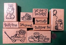 CUTE TEDDY BEAR ASSORTMENT - Your Choice - Wood Mounted Rubber Stamp