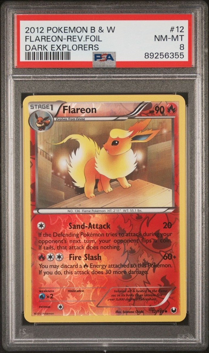 PSA 8 NM-MT Pokemon Flareon 12/108 Black & White Dark PSA 8 NM-MT Pokemon Flareon 12/108 Black & White Dark