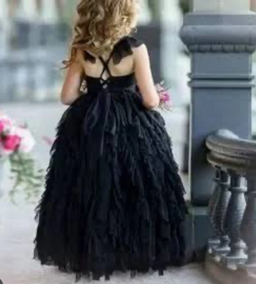 Vestido Dollcake Negro Espumoso Tormentas Talla 9 Viene con la Faja de Flores Foto 2 de 4