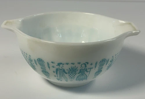 Vintage Pyrex 1-1/2 Pint Amish Butterprint Turquoise Cinderella Mixing Bowl-EXC