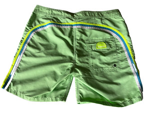 Rainbow Sundek Board Shorts Mens Size 32 Lt Green Drawstring Rainbow Swim Trunks
