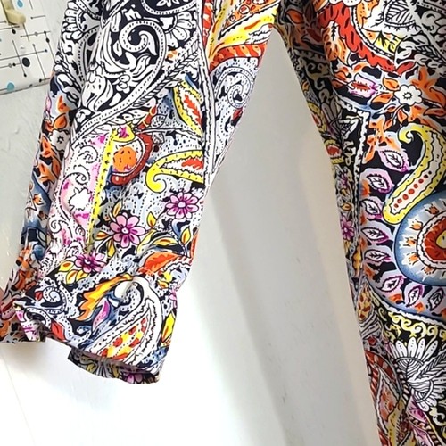 Maxi Vestido Boho Multicolor Estampado Paisley y Floral, Borlas en Escote Talla XL - Imagen 8 de 13