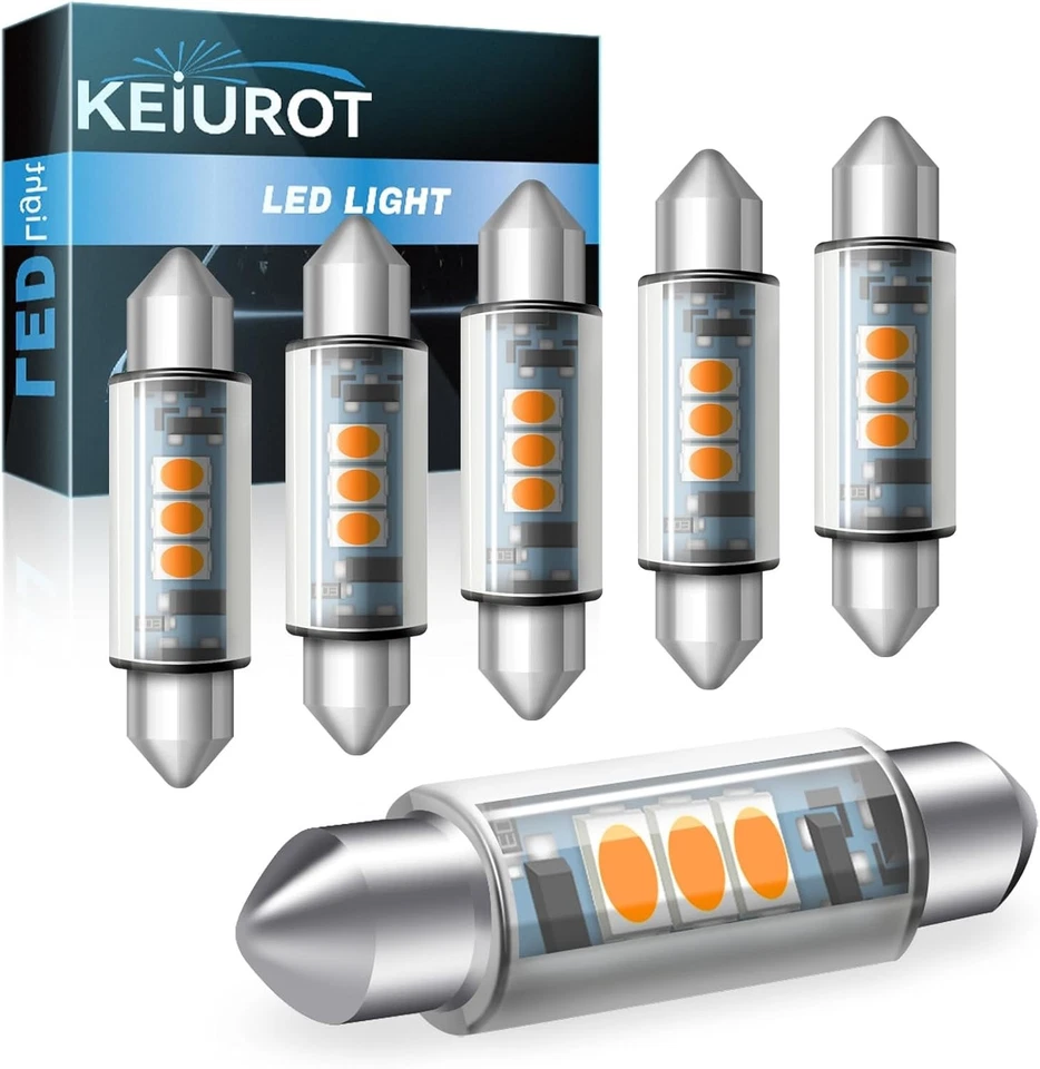 LED Festoon Light Bulb 44mm Warm White 12V Cabinet RV Refrigerator 6 Pack - Image 3 of 4