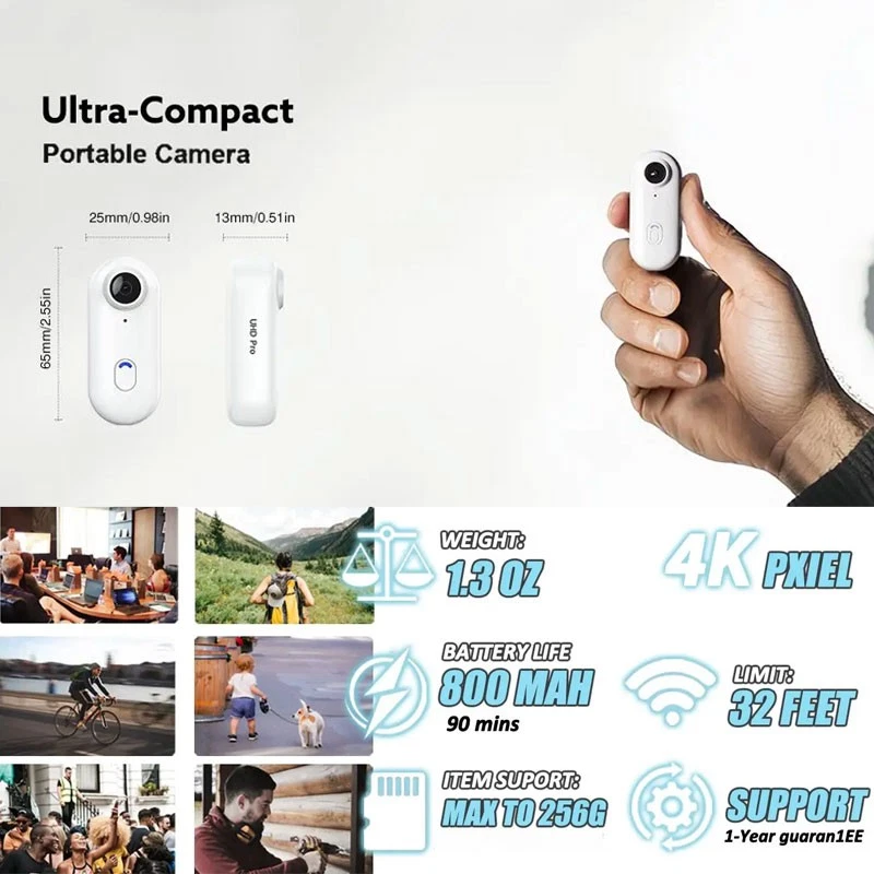 4K MINI WIFI Small Action Camera Thumb Sport DV Portable Video Recorder Outdoor - Image 2 of 4