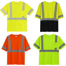 High Visibility Short Sleeve Safety Shirt with Reflective Tape, Moisture-Wicking