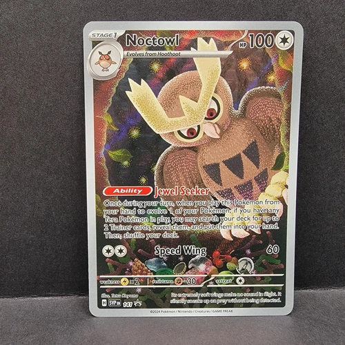 Noctowl SVP 141 Stellar Crown ETB Black Star Promo Full Art Pokémon TCG