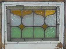 ABSTRACT GEO OLD ENGLISH LEADED STAINED GLASS WINDOW 18 1/2"x 14"