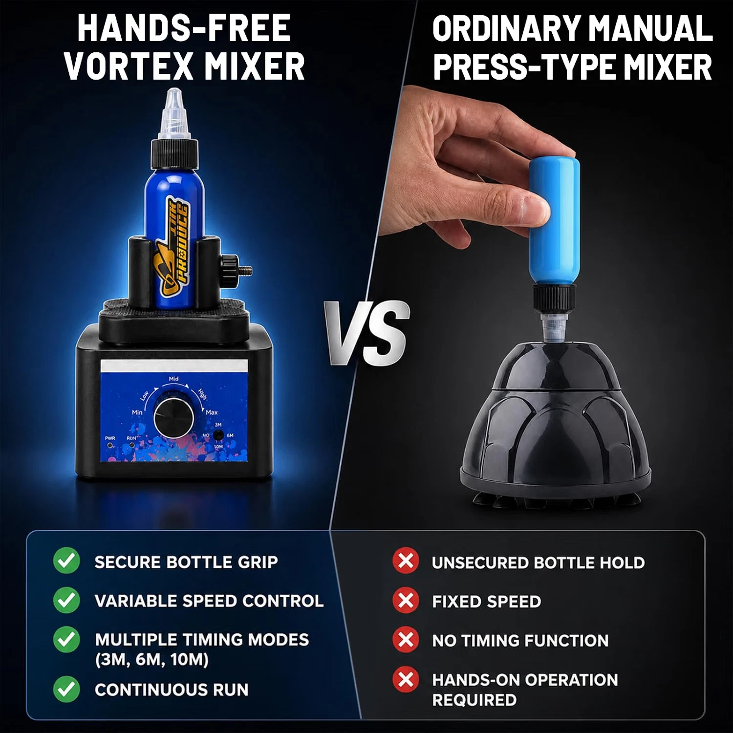 Electric Vortex Mixer 1800 RPM Brushless Motor Hands-Free Clamps Adjust Speed image 2
