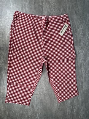 NWT No Boundaries High Rise Capri Red White Gingham Pattern Size Youth XL 16-18