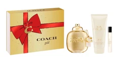 Coach New York Gold 3 Pc Set Parfum 3 Oz Spray 3.3 Oz Body lotion & Mini Spray
