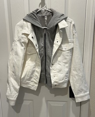 Athleta Women s Double time Denim Jacket With Removable Hooded Vest Size M NWT