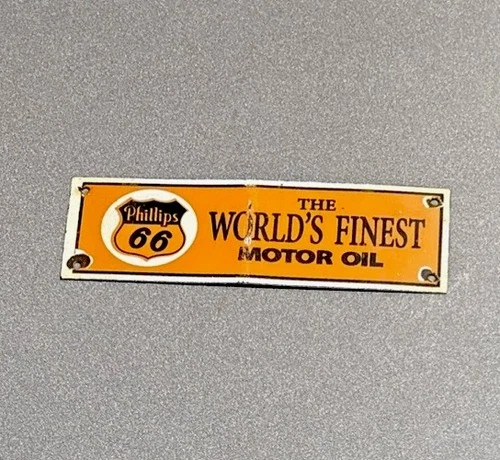 VINTAGE PHILLIPS GASOLINE PORCELAIN SIGN CAR GAS TRUCK OIL MOTORCYCLE