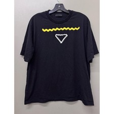 Prada Black Short-Sleeve Tee 2023 with Yellow...