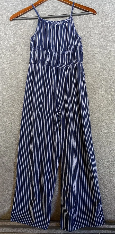 H&M Girls Youth Sleeveless Navy Blue & White Striped Pants Romper Size US 12 - Image 3 of 4