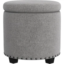HomePop Home Decor | Upholstered Round Storage Ottoman 