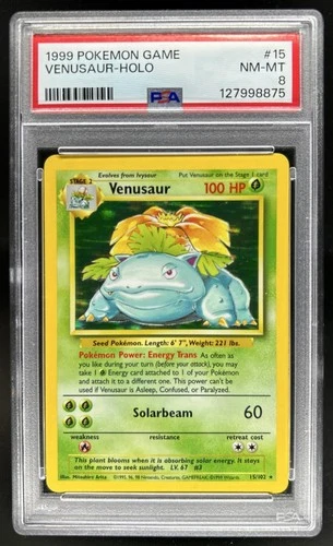 1999 Pokemon Unlimited Venusaur Rare Holo #15/102 PSA 8