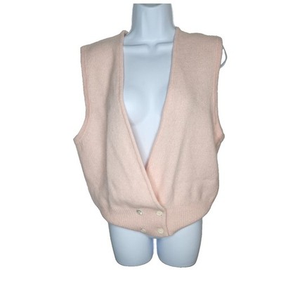 Vintage Valerie Stevens Pink Blend Button Rabbit Hair Lambswool Sweater Vest